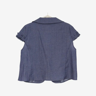 [2 colors] Round collar frill short-sleeved jacket