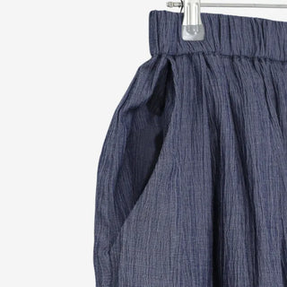 [2 colors] Pleated Banding Midi Skirt