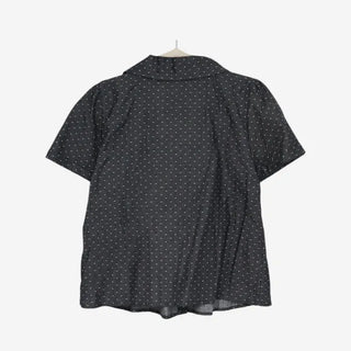 [2 colors] Denim polka dot frill blouse