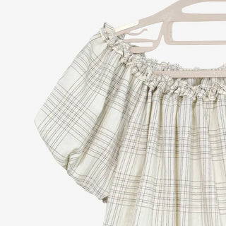 [2 colors] Checkered Frill Blouse