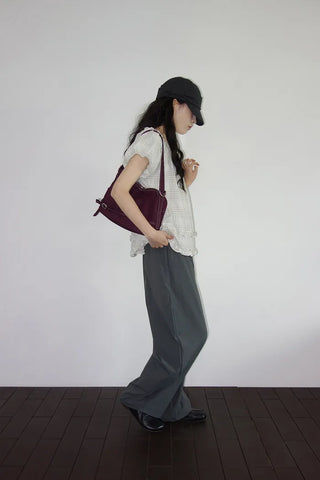 [2 colors] Checkered Frill Blouse