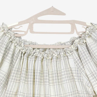 [2 colors] Checkered Frill Blouse