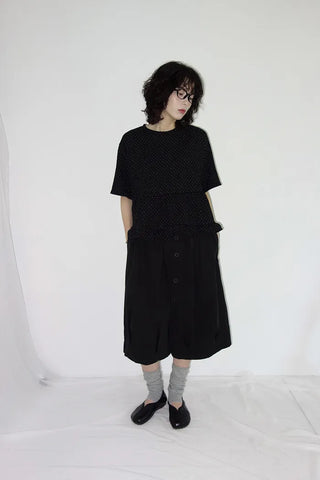 [2 colors] Polka Dot Frill Blouse