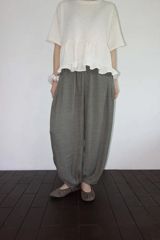 [2 colors] Polka Dot Frill Blouse