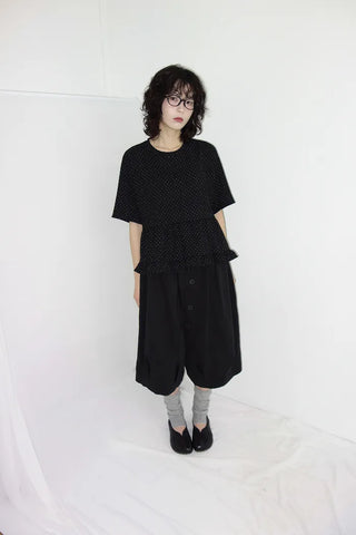 [2 colors] Polka Dot Frill Blouse
