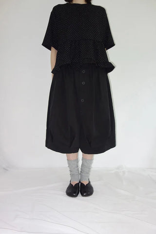 [2 colors] Polka Dot Frill Blouse