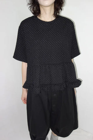 [2 colors] Polka Dot Frill Blouse
