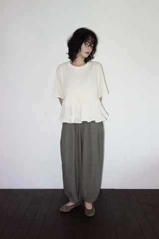 [2 colors] Polka Dot Frill Blouse