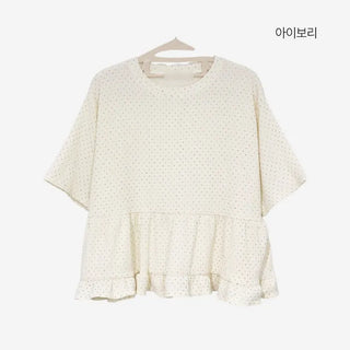 [2 colors] Polka Dot Frill Blouse