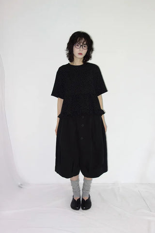 [2 colors] Polka Dot Frill Blouse