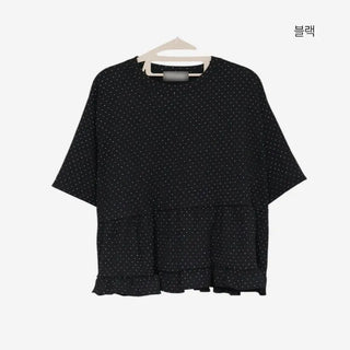 [2 colors] Polka Dot Frill Blouse