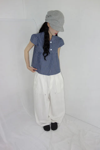 [2 colors] Roche Stripe Shirt Blouse