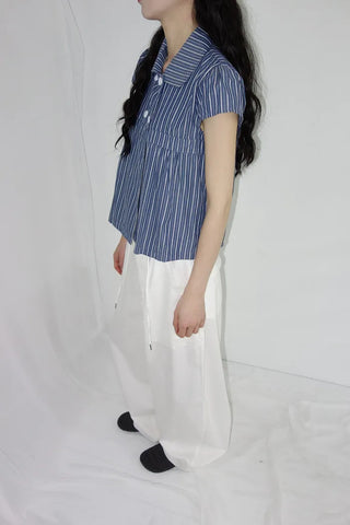 [2 colors] Roche Stripe Shirt Blouse
