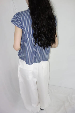 [2 colors] Roche Stripe Shirt Blouse