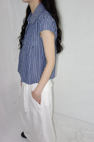 [2 colors] Roche Stripe Shirt Blouse
