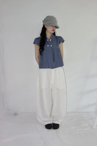 [2 colors] Roche Stripe Shirt Blouse