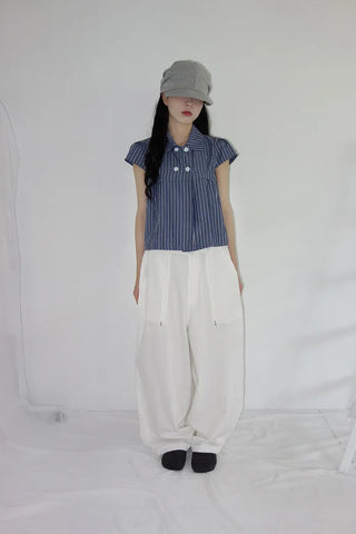 [2 colors] Roche Stripe Shirt Blouse