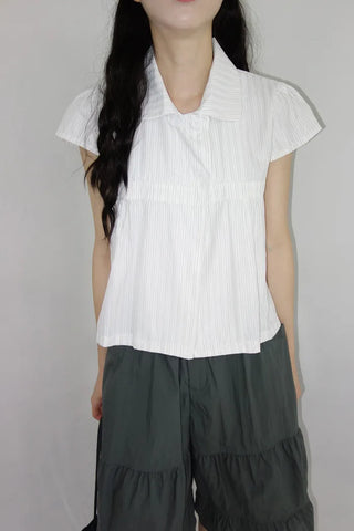 [2 colors] Roche Stripe Shirt Blouse