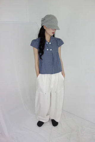 [2 colors] Roche Stripe Shirt Blouse