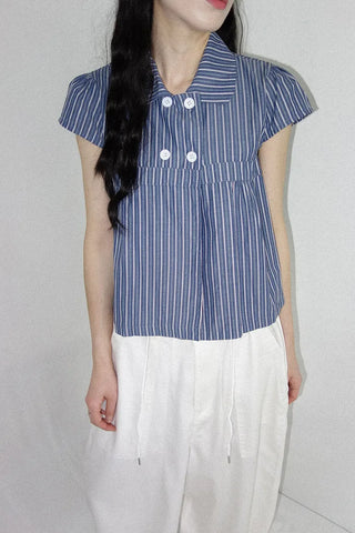 [2 colors] Roche Stripe Shirt Blouse