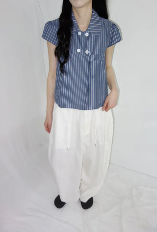 [2 colors] Roche Stripe Shirt Blouse