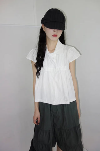 [2 colors] Roche Stripe Shirt Blouse