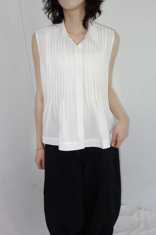 [3 colors] Rem Pintuck Sleeveless Blouse