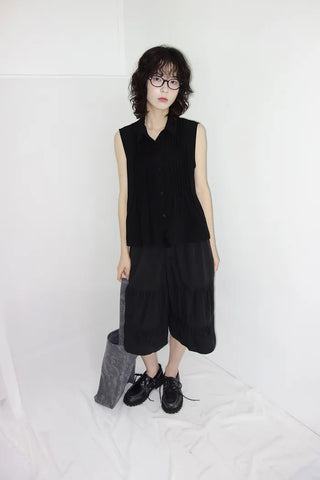 [3 colors] Rem Pintuck Sleeveless Blouse
