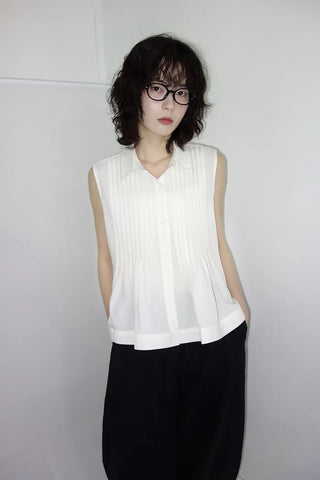 [3 colors] Rem Pintuck Sleeveless Blouse