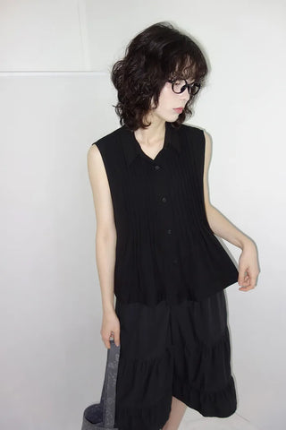 [3 colors] Rem Pintuck Sleeveless Blouse