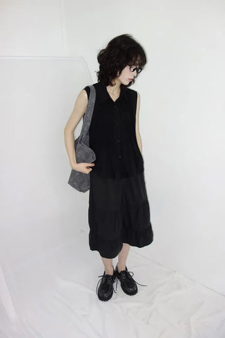 [3 colors] Rem Pintuck Sleeveless Blouse