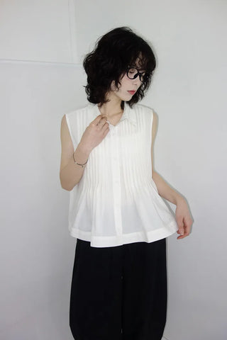 [3 colors] Rem Pintuck Sleeveless Blouse