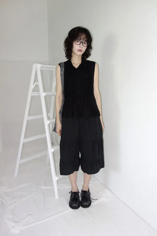 [3 colors] Tiered Can-Can Wide Bermuda Pants