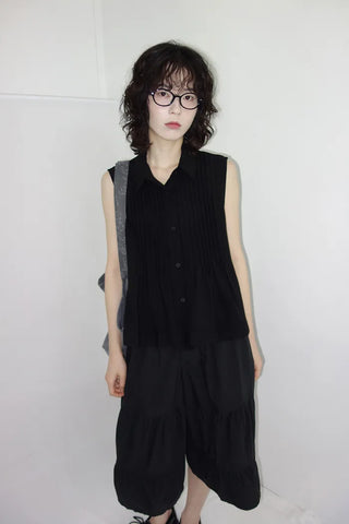 [3 colors] Tiered Can-Can Wide Bermuda Pants