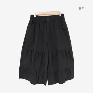 [3 colors] Tiered Can-Can Wide Bermuda Pants