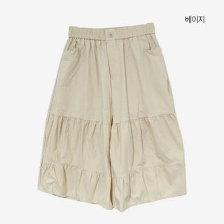 [3 colors] Tiered Can-Can Wide Bermuda Pants