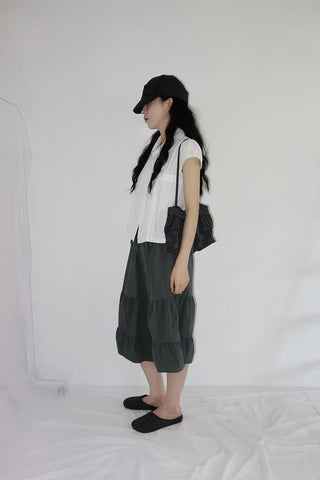 [3 colors] Tiered Can-Can Wide Bermuda Pants