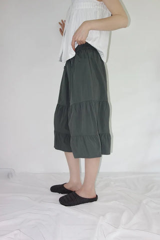 [3 colors] Tiered Can-Can Wide Bermuda Pants