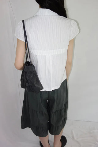 [3 colors] Tiered Can-Can Wide Bermuda Pants