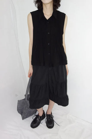[3 colors] Tiered Can-Can Wide Bermuda Pants
