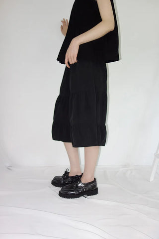 [3 colors] Tiered Can-Can Wide Bermuda Pants