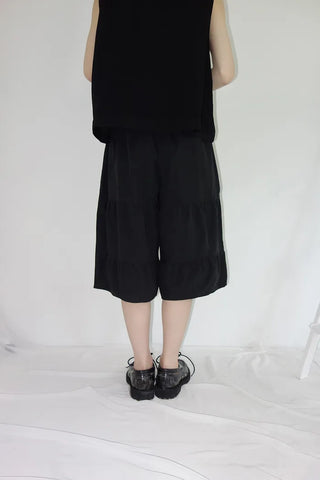 [3 colors] Tiered Can-Can Wide Bermuda Pants