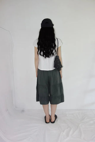 [3 colors] Tiered Can-Can Wide Bermuda Pants