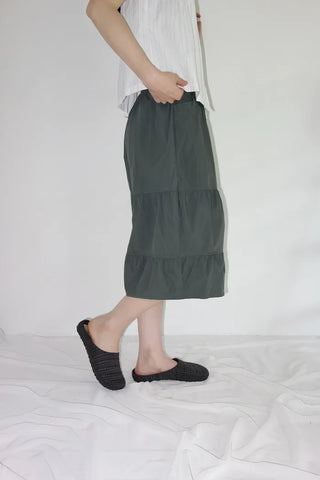 [3 colors] Tiered Can-Can Wide Bermuda Pants