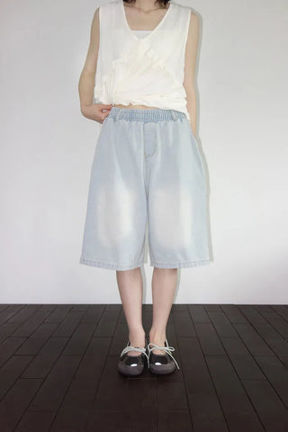 [3 colors] Denim Carpenter Bermuda Pants
