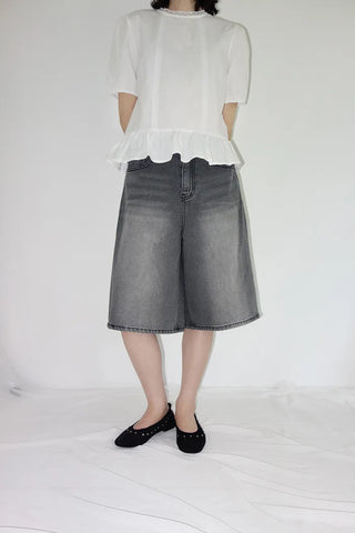 Desha Lace Frill Puff Blouse
