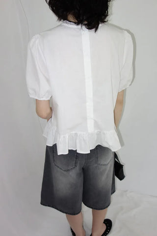 Desha Lace Frill Puff Blouse