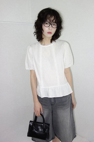 Desha Lace Frill Puff Blouse
