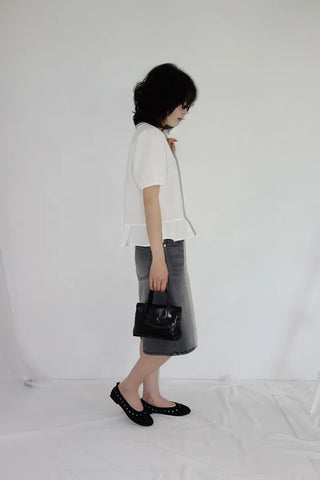 Desha Lace Frill Puff Blouse