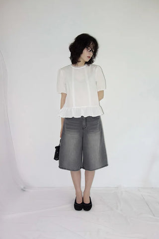 Posen Denim Wide Bermuda Pants